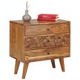 Nachtkästchen Naturfarben - Schwarz/Naturfarben, LIFESTYLE, Holz/Metall (58/58/35cm) - Premium Living