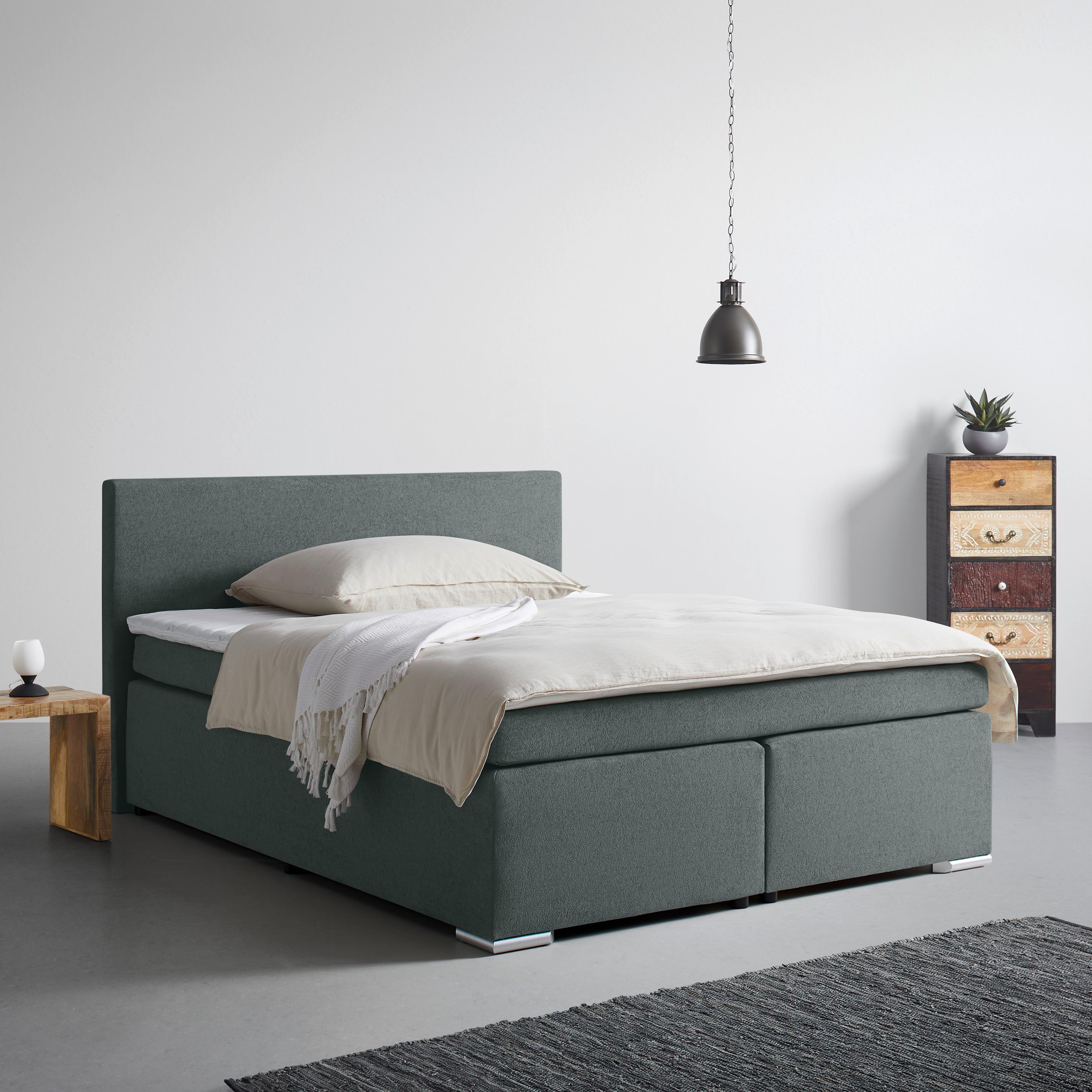 BOXSPRINGBETT MIRA 2 -EXKLUSIV- -BASED- - Anthrazit, Modern, Holz/Kunststoff (180/200cm) - Based