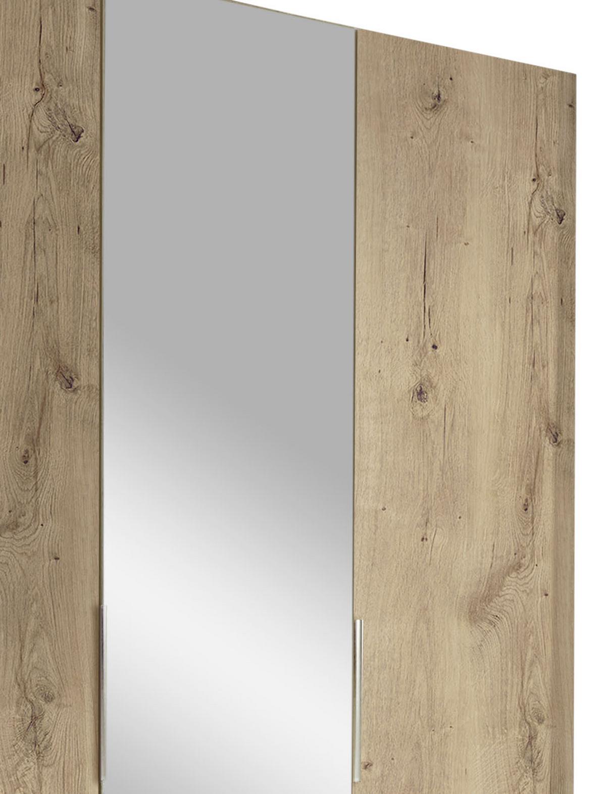 Drehtürenschrank Level 36A mit Spiegel ca. 150 cm Eiche Dekor - Chromfarben/Eichefarben, MODERN, Glas/Holzwerkstoff (150/216/58cm) - MID.YOU
