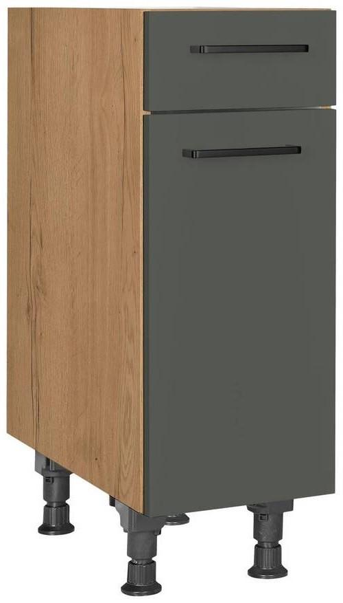 Schubkastenunterschrank Easytouch Grün - Eichefarben/Schwarz, MODERN, Holzwerkstoff/Metall (30/87/56cm) - Nobilia