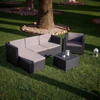 Loungegarnitur Manhattan Anthrazit 3-tlg. - Anthrazit, Basics, Kunststoff (160/80/60cm) - Gardenson