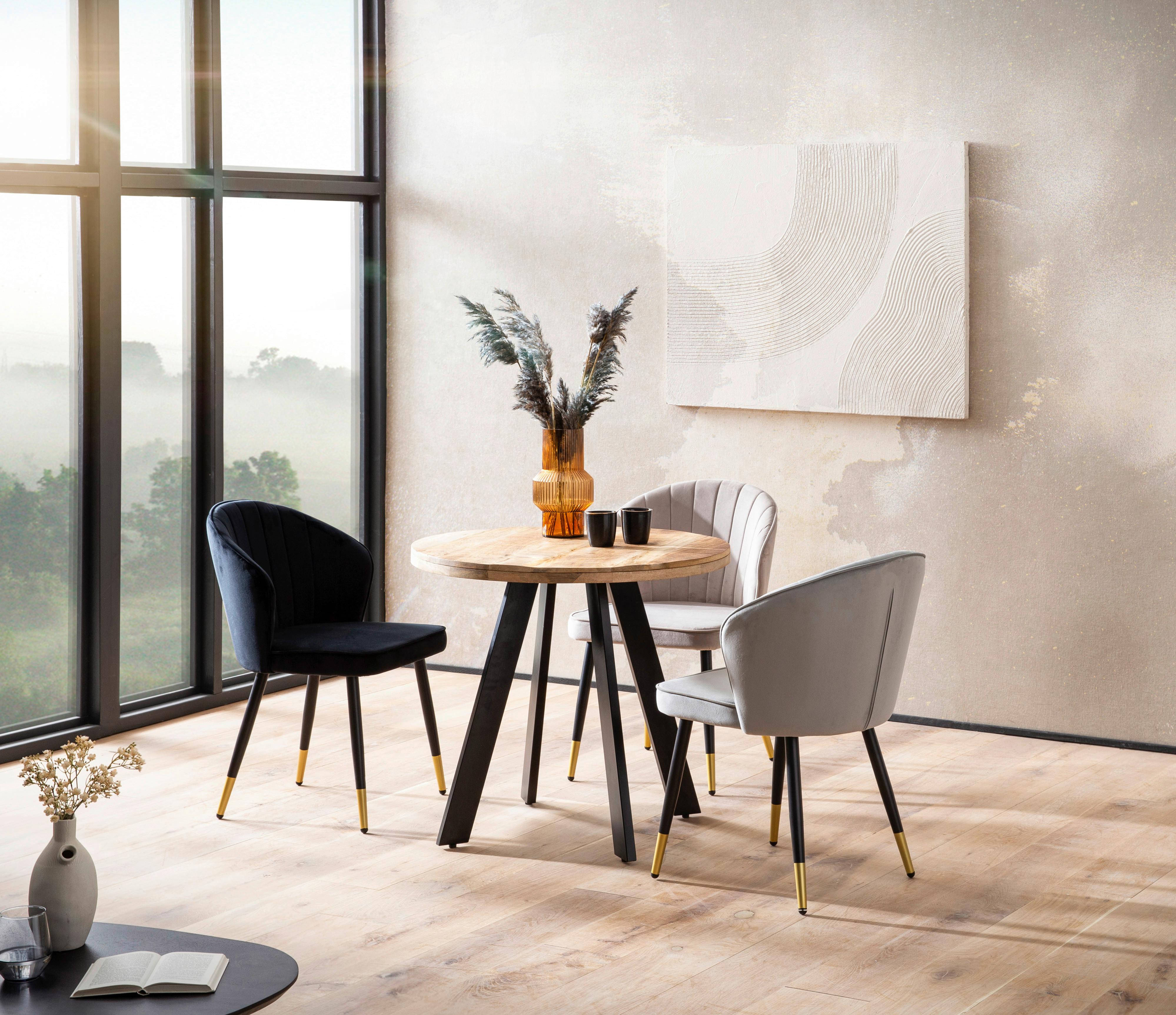 ESSTISCH WL7.055 - Schwarz/Braun, Design, Holz/Metall (80/80/75cm) - MID.YOU
