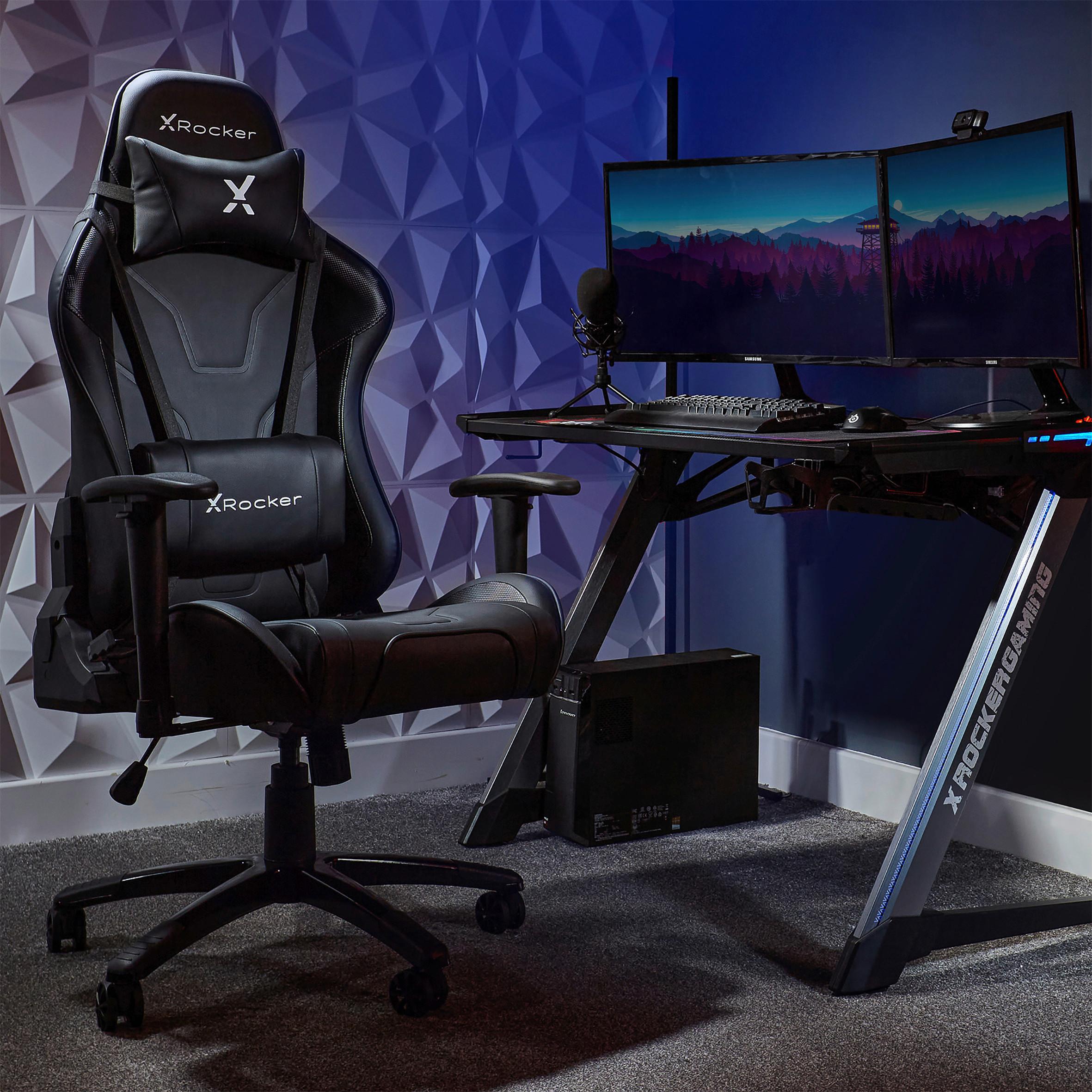 Gamingsessel Agility ca. 59,9x122x66cm Schwarz - Schwarz, MODERN, Kunststoff/Textil (59,9/122/66cm) - X Rocker