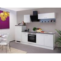 Küchenblock Lucca Weiß B: ca. 270cm - Graubraun/Alufarben, KONVENTIONELL, Holzwerkstoff/Kunststoff (270cm) - FlexWell