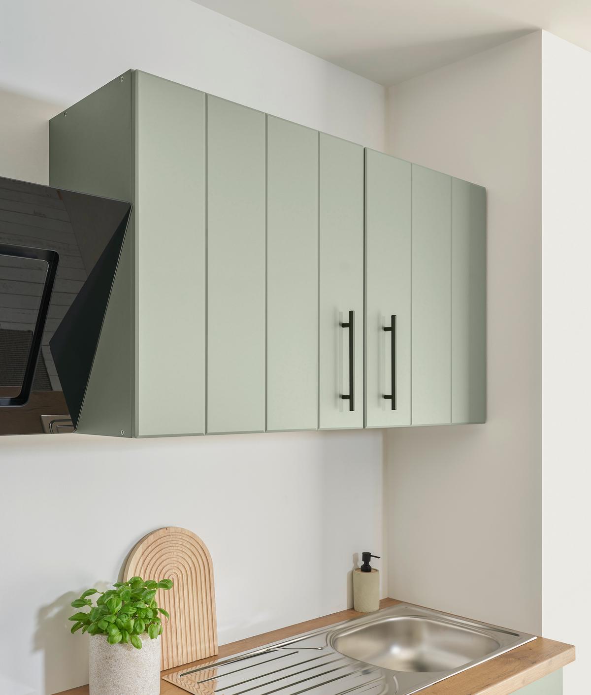 Eckküche Anton m. Geräte ca. 250x172cm Eiche/Schilfgrün - Schilfgrün/Wildeiche, Trend, Holzwerkstoff/Metall (250/172cm) - Respekta