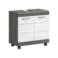 Waschbeckenunterschrank Scout Grau/Weiß Hochglanz - Weiß Hochglanz/Silberfarben, Trend, Holzwerkstoff/Kunststoff (60/60/34cm) - MID.YOU