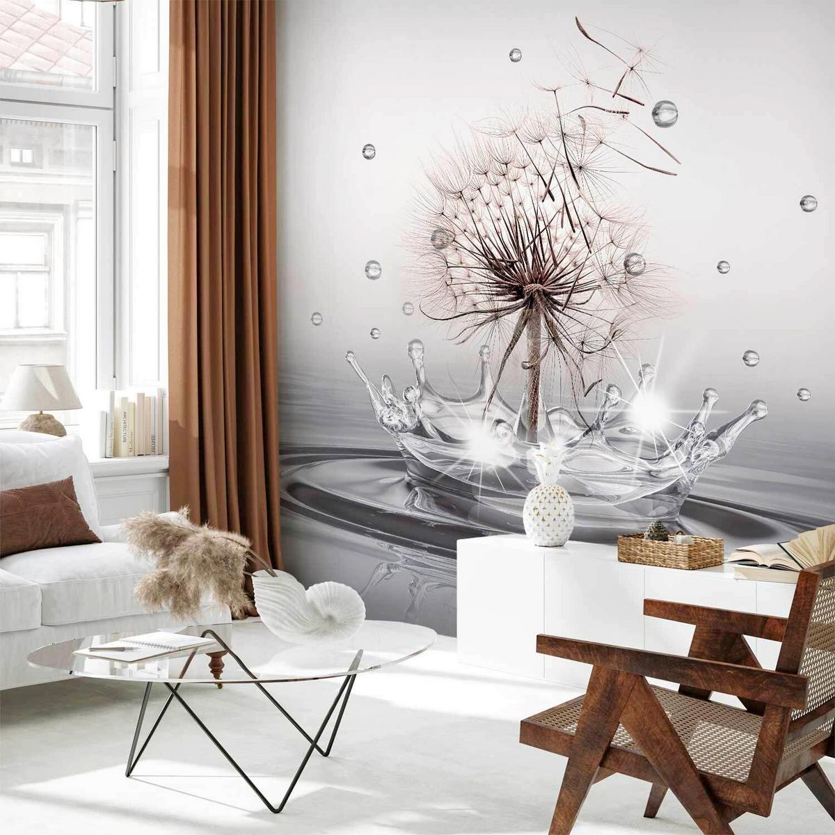 Fototapete Wind Drops Grau/Beige - Beige/Grau, LIFESTYLE, Textil (400/280cm) - artgeist