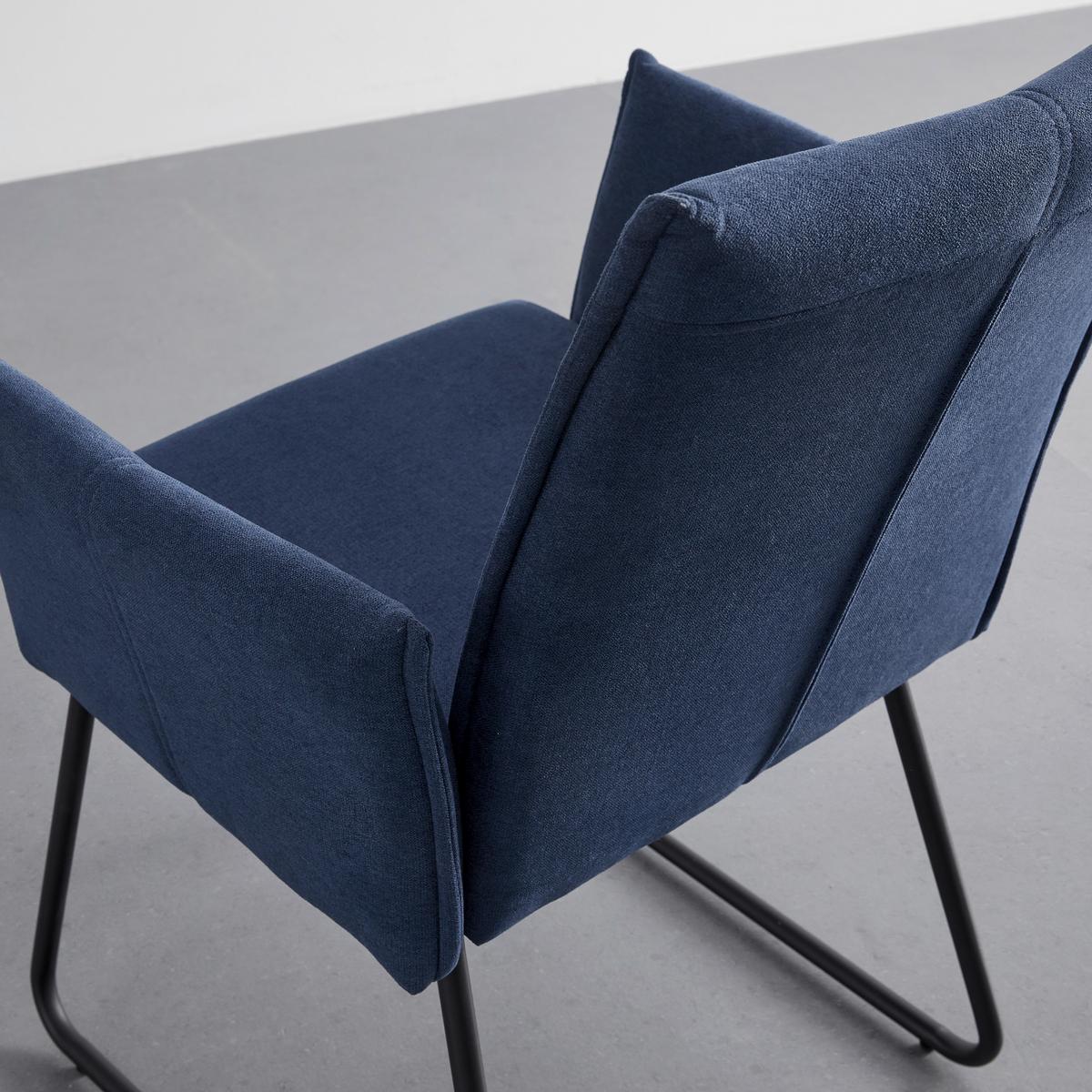 KRZESŁO Z PODŁOKIETNIKAMI MANILA - niebieski/czarny, Modern, metal/drewno (60/90/61cm) - Bessagi Home