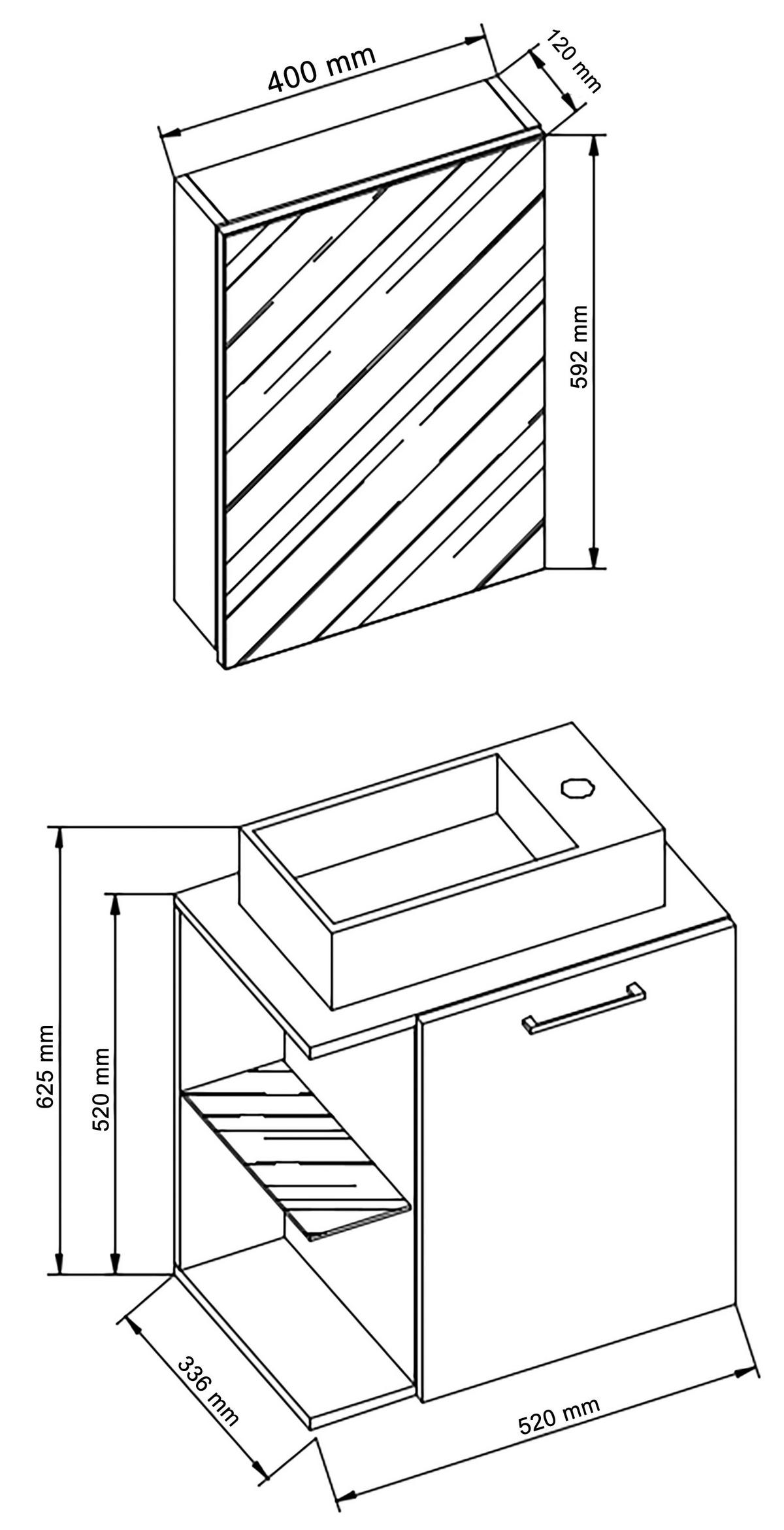 Kopalnica Za Goste Hausa, Antracit, Bela, 3-Delno - srebrne barve/črna, Moderno, kovina/steklo (52cm) - MID.YOU