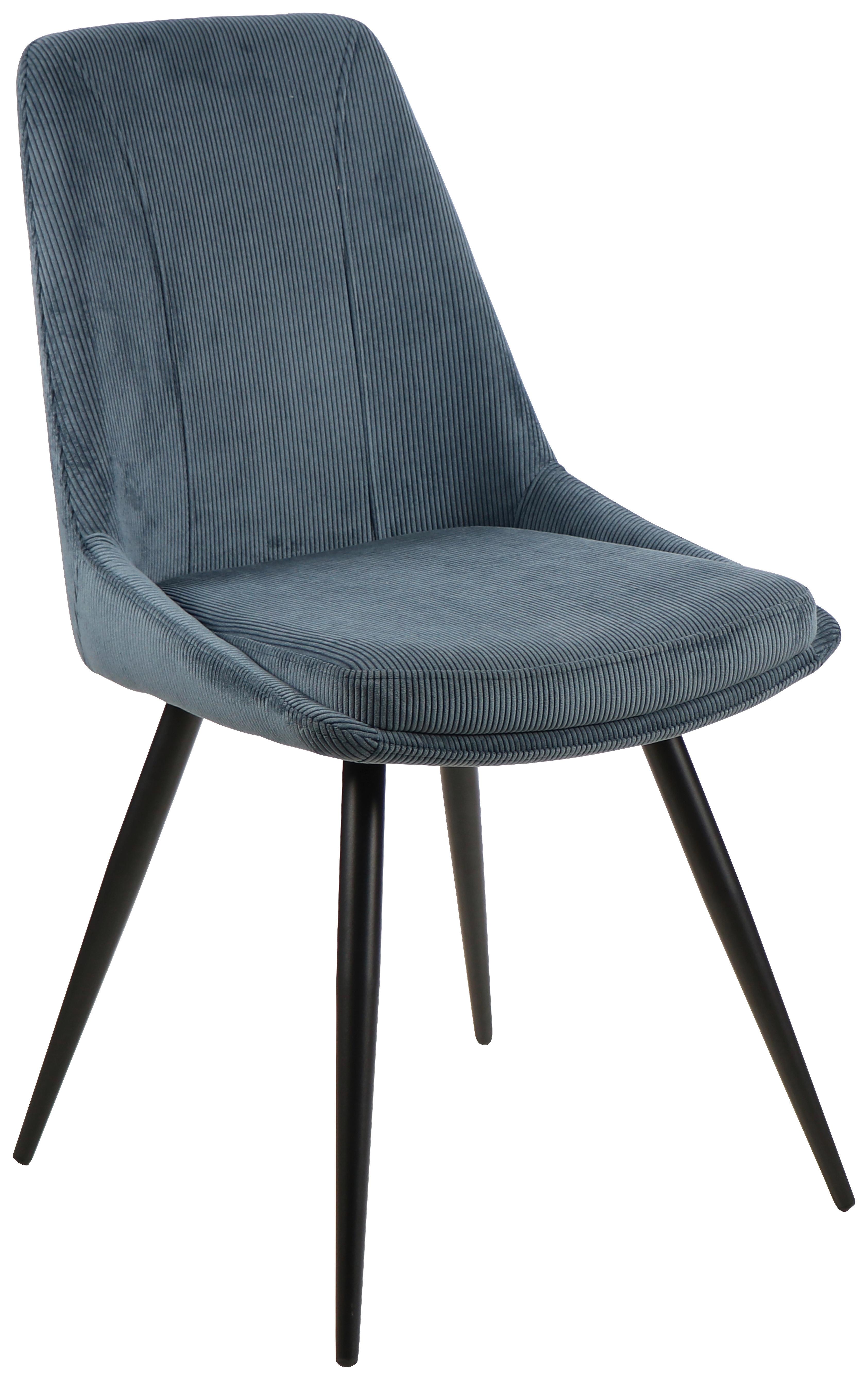 KRZESŁO CORINNA - niebieski/czarny, Modern, metal/drewno (49/88/59cm) - MID.YOU