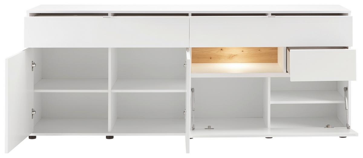Sideboard in Weiss/Eiche Artisan - Chromfarben/Weiss, Modern, Holzwerkstoff/Metall (203/81/44cm) - Mömax