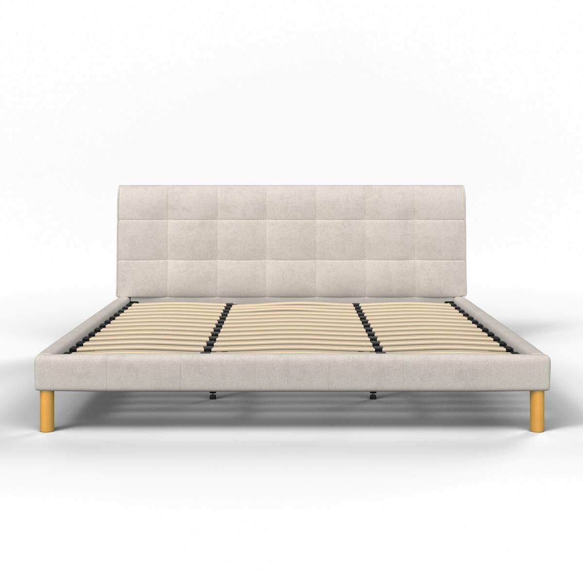 Oblazinjena Postelja Mara - bež/naravne barve, Moderno, kovina/tekstil (180/200cm) - Bessagi Home