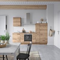 Küchenblock Structura Low m. Geräten Eiche dunkel - Eiche dunkel/Eichefarben, MODERN, Holzwerkstoff/Metall (270cm) - Nobilia