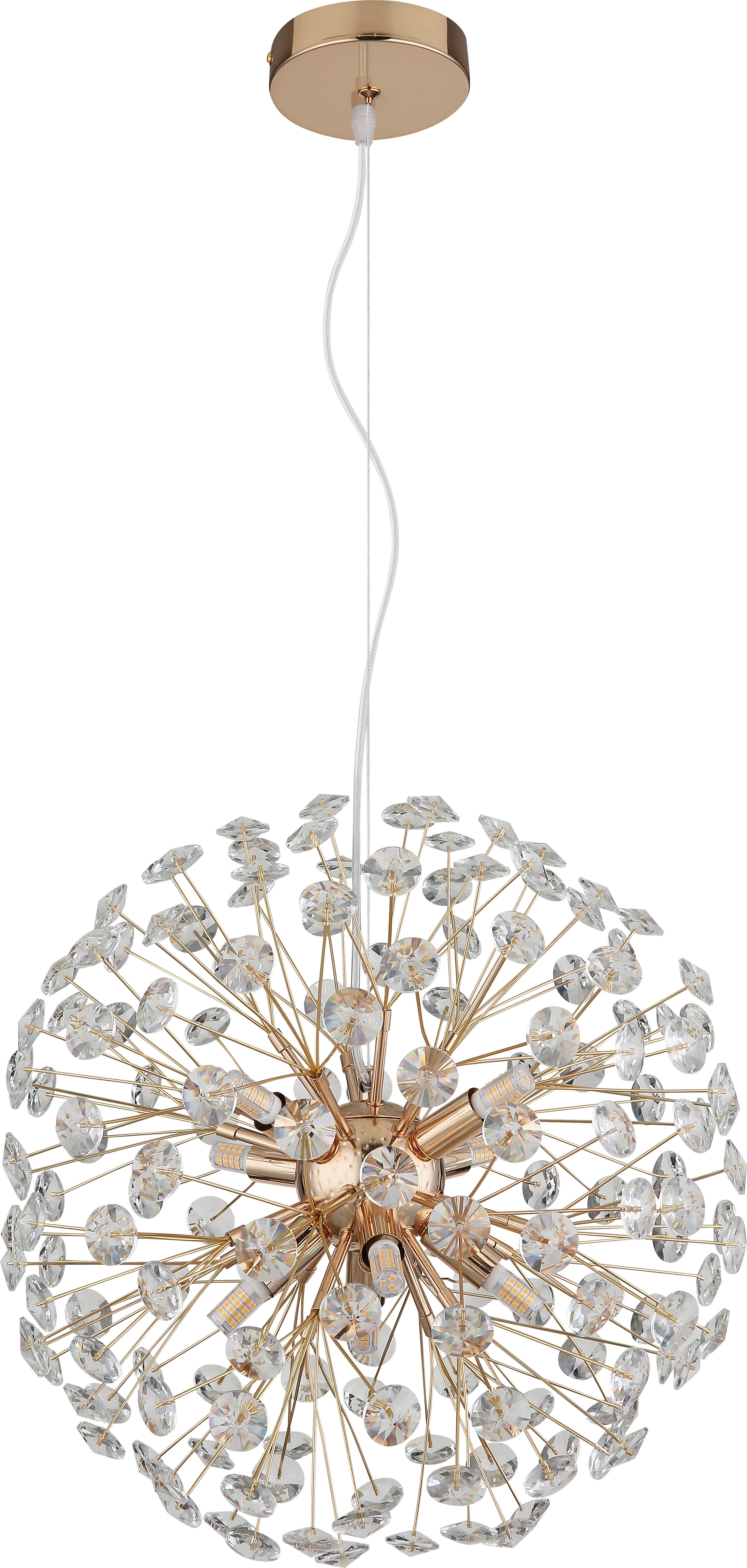 SUSPENSION LED CHEYENNE - clair/couleur doré, Basics, métal/verre (40/40/150cm)