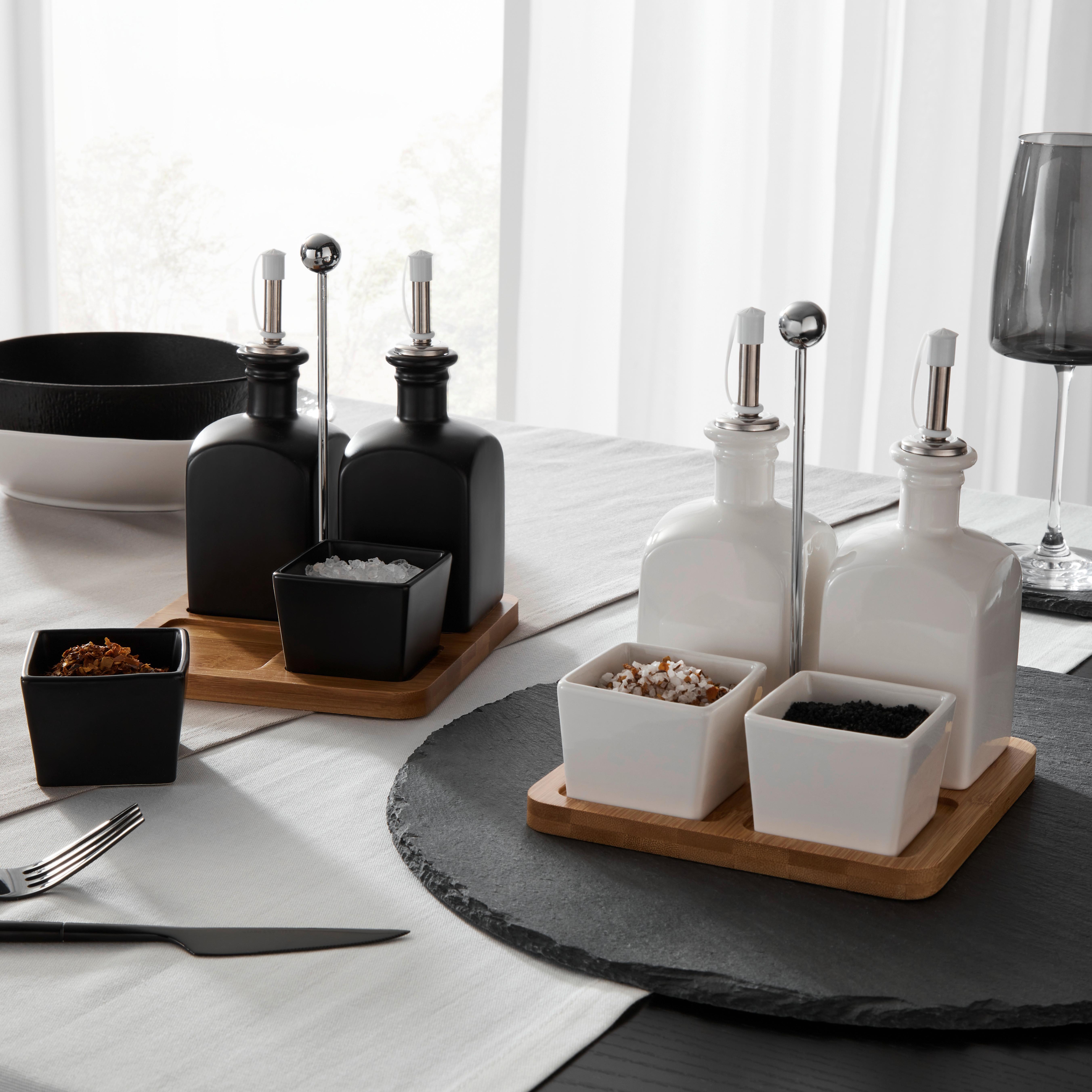 Menage-Set Tapas Olives Weiss, 5-teilig - Weiss, Modern, Holz/Keramik (16,5/16,5/21cm) - Mömax