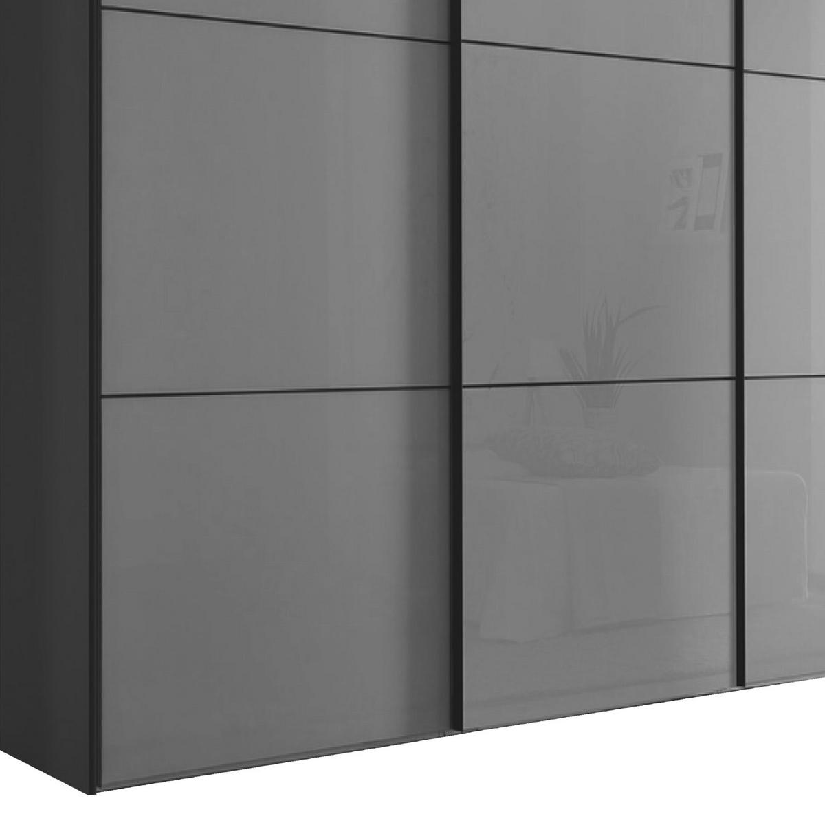 Ormar Sa Staklenim Kliznim Vratima Includo - bijela/tamno siva, Moderno, staklo/drvni materijal (336/222/68cm) - Premium Living