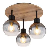 LAMPA SUFITOWA 15656-3DR - czarny/szary, Natur, materiał drewnopochodny/metal (38/30cm) - Globo