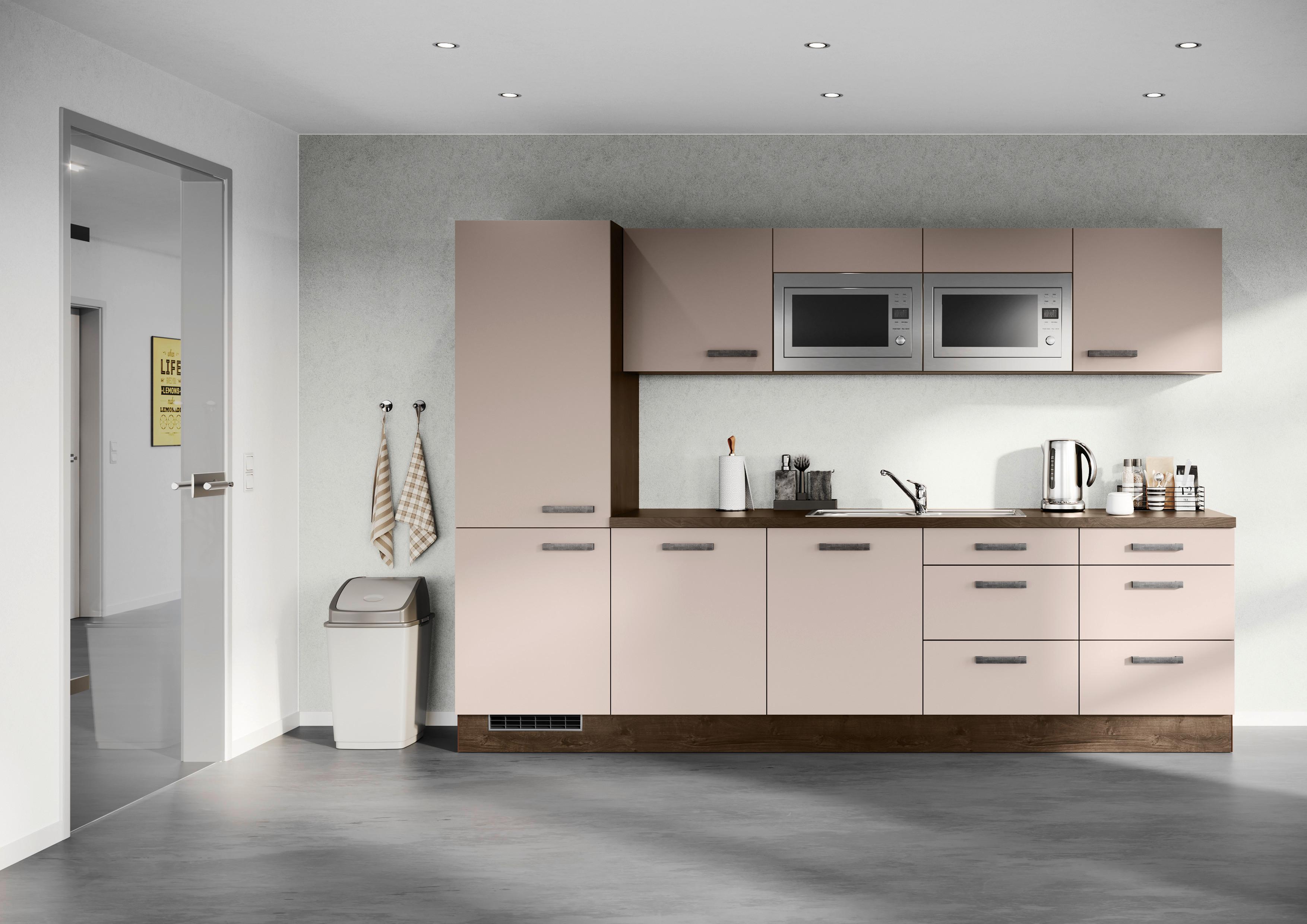 Küchenblock IBZ ohne Geräte ca. 300 cm Cappuccino - Eiche dunkel/Cappuccino, Design, Holzwerkstoff/Metall (300cm) - Impuls