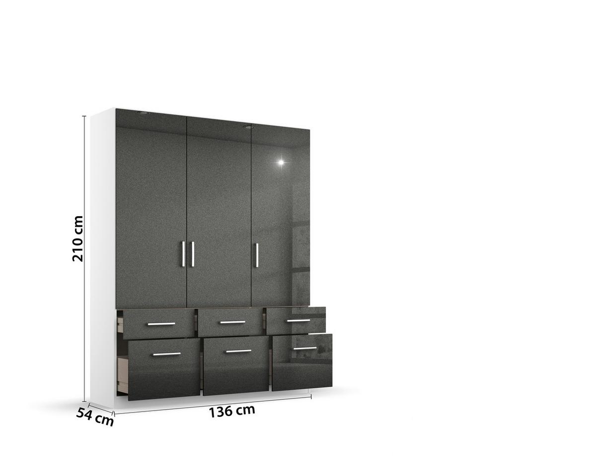 Ormar S Klasičnim Vratima Berlin - bijela/siva, Moderno, drvni materijal/plastika (136/197/54cm) - Modern Living