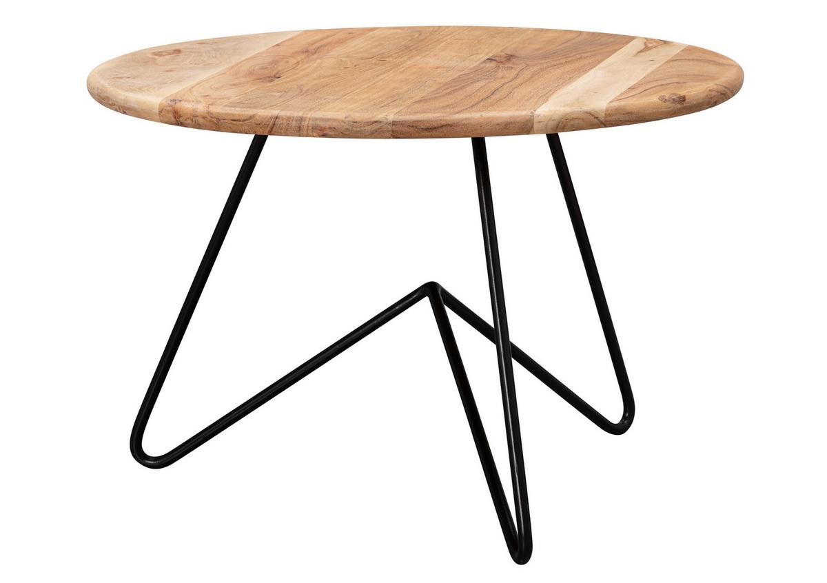 Klubska Miza Couchtisch - črna/barve akacije, Moderno, kovina/les (60/60/39,5cm) - MID.YOU