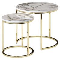 Set Mizic Wohnling - zlate barve/bela, Moderno, kovina/leseni material (50/50/45cm) - MID.YOU