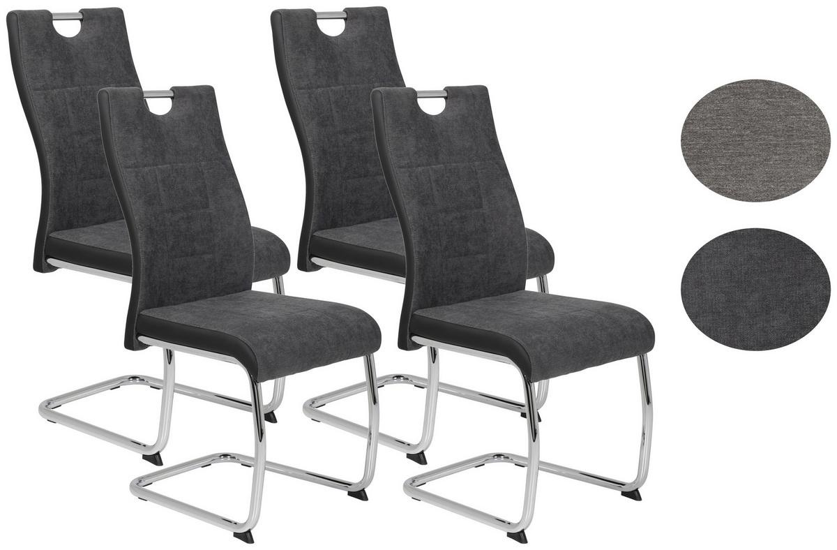 Schwingstuhl Alina 4er-Set Anthrazit Webstoff - Chromfarben/Anthrazit, MODERN, Textil/Metall (43/98/59cm) - MID.YOU