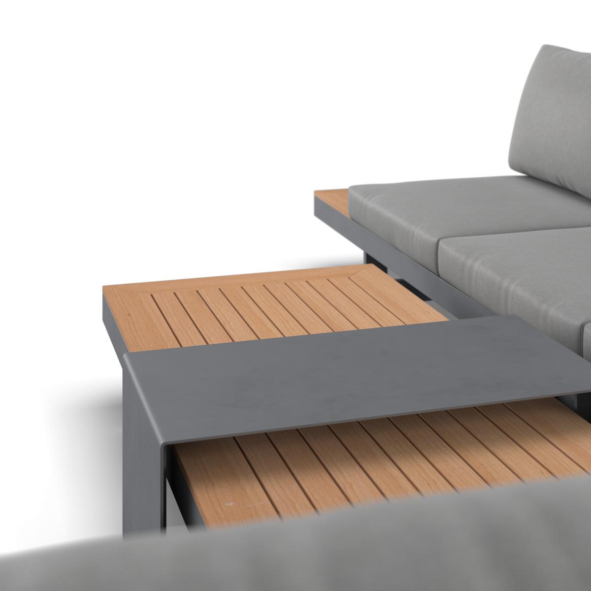 Loungegarnitur Sabrina Grau Metall/Outdoorstoff +Abdeckung - Dunkelgrau/Naturfarben, MODERN, Kunststoff/Textil (232/79/78cm) - Bessagi Garden