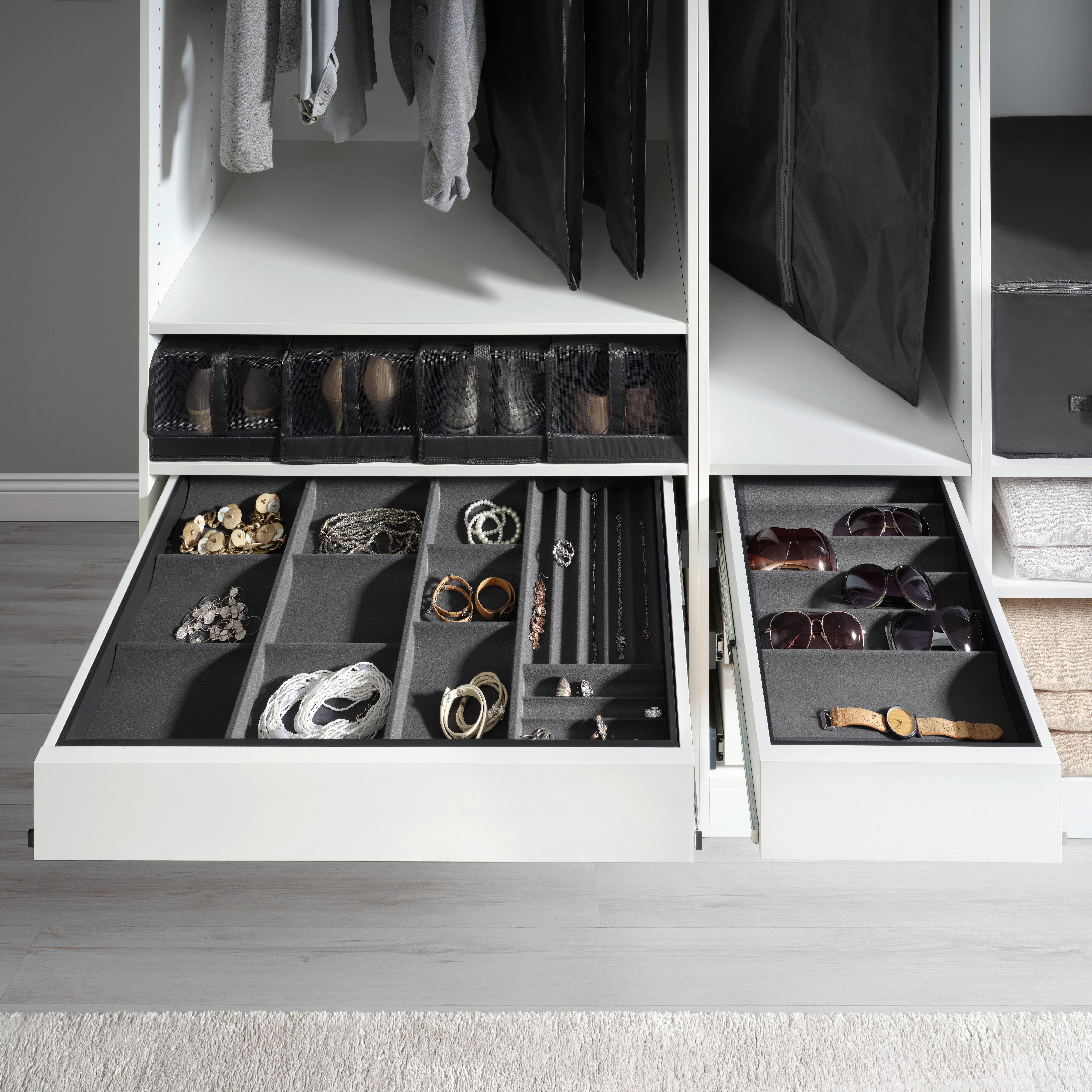 Schmuckbox Unit - L in Grau - Grau, KONVENTIONELL, Holzwerkstoff/Textil (79,5/43/10,5cm) - Premium Living