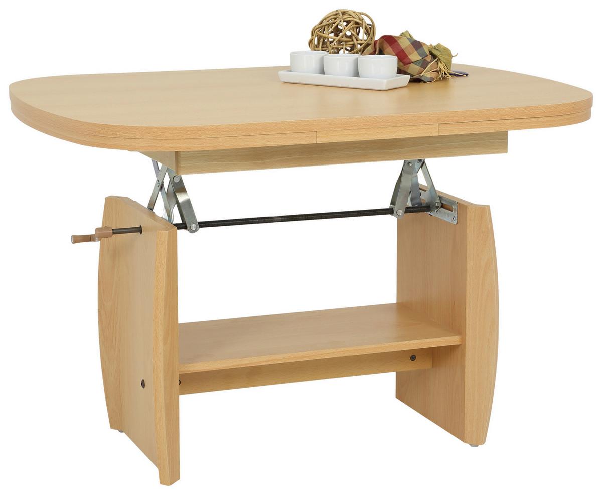 STOLIK KAWOWY MICHAEL SZER: 90-142 CM - kolor bukowy, Basics, materiał drewnopochodny (90 - 142/52 - 62/68cm) - MID.YOU