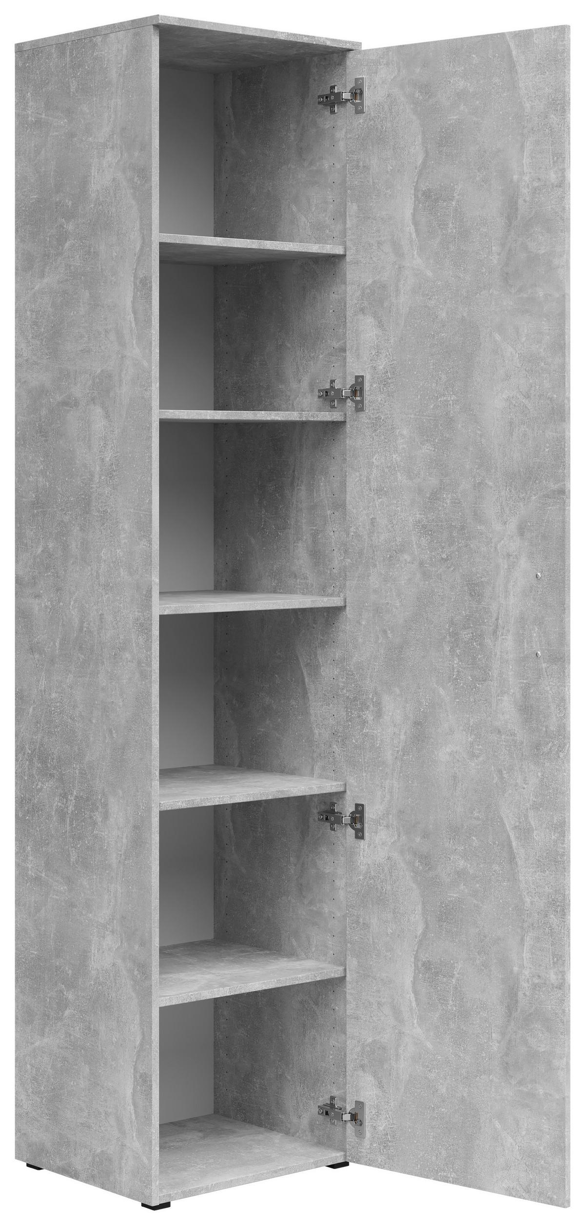 Schrank Multistauraum Betonoptik - Schwarz/Grau, MODERN, Holzwerkstoff/Kunststoff (45/195/40cm) - Mömax