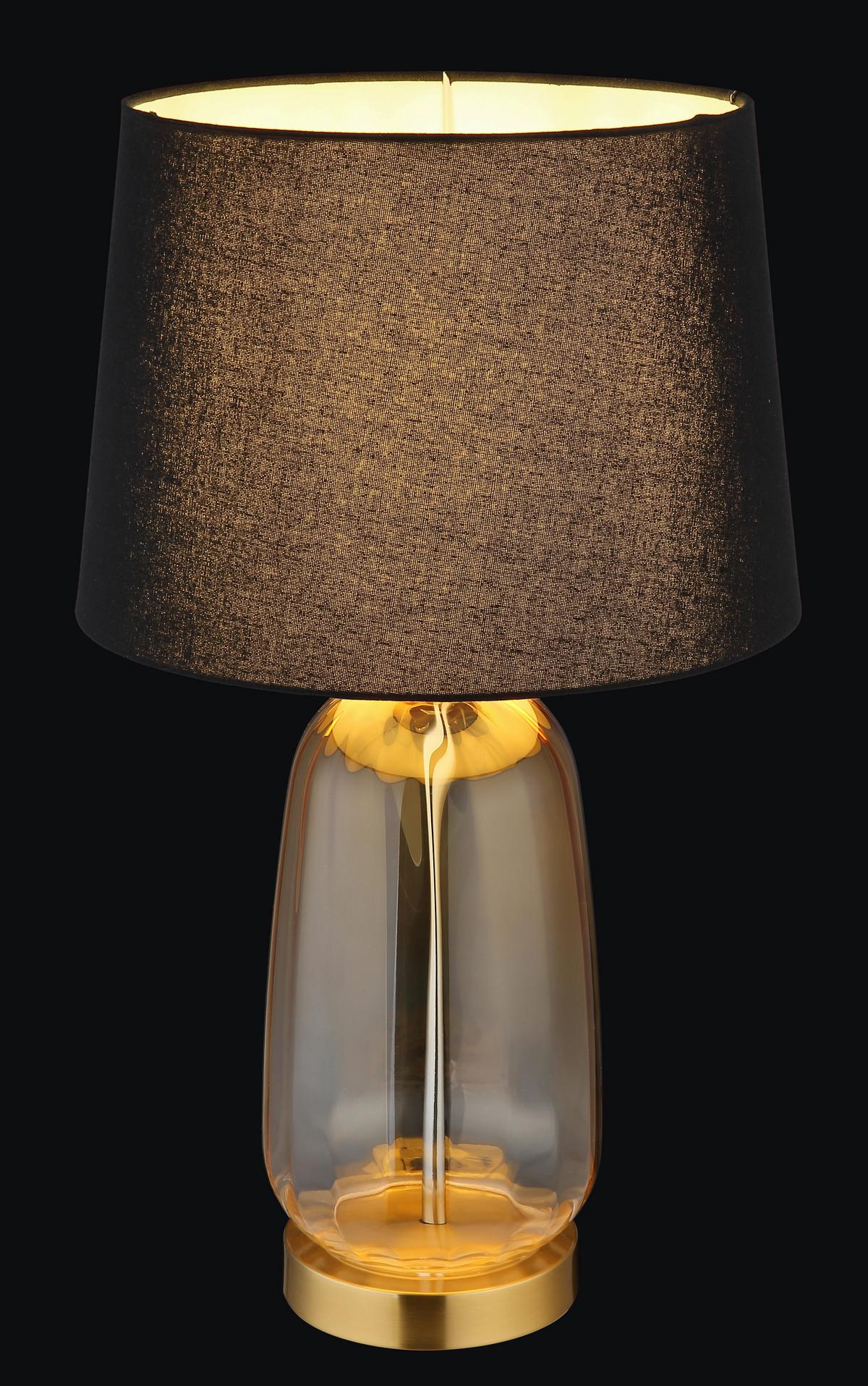Tischleuchte Classy Messingfarben max. 40 Watt - Klar/Messingfarben, KONVENTIONELL, Glas/Textil (30/52cm) - Globo