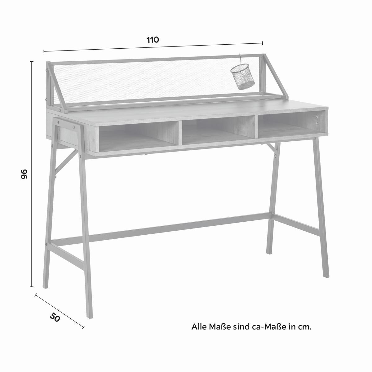 Schreibtisch Lena Nuss MDF ca. 110x50 cm - Nussbaumfarben/Schwarz, MODERN, Metall (110/50/96cm) - Bessagi Home