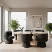 Stuhl Julina Schwarz Chenille Gepolstert - Schwarz, MODERN, Holz/Textil (71/74/72cm) - Bessagi Home