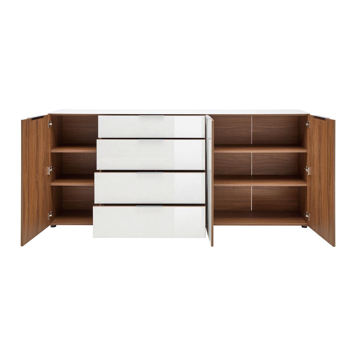 Široka Komoda Siena, Bela, Barve Oreha - srebrne barve/črna, Moderno, kovina/umetna masa (226/99/40cm) - Mömax