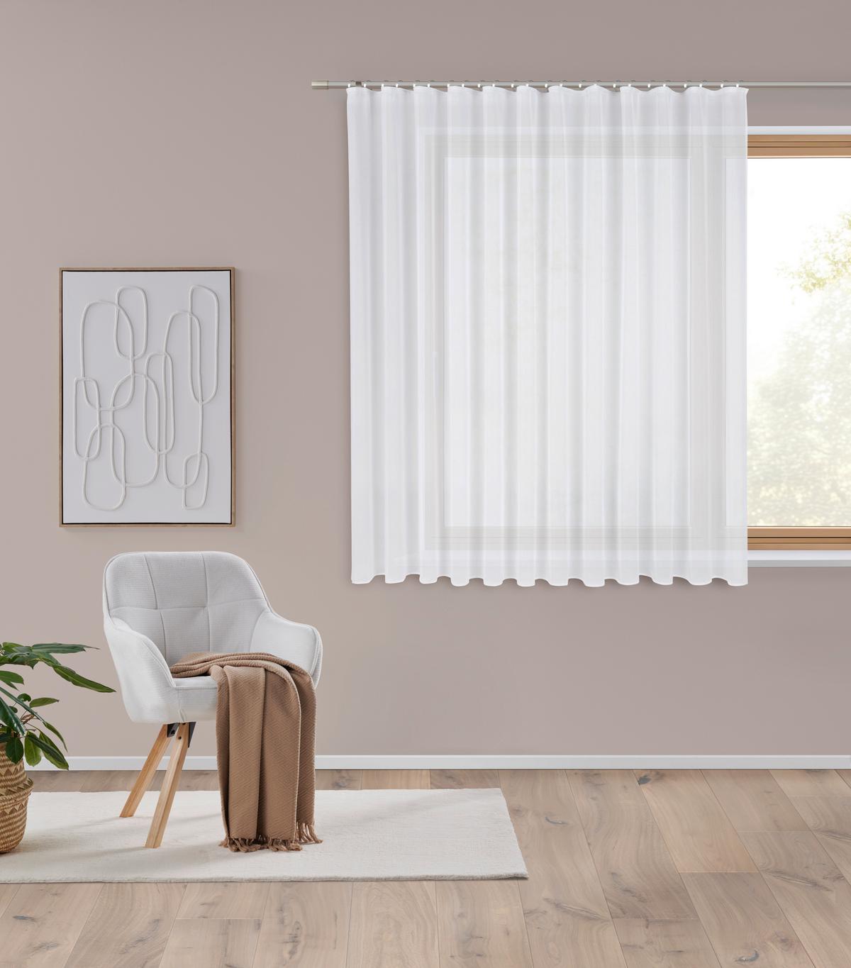 Tagesvorhang Tosca Store 1 Ca. 300x140cm - Weiss, Textil (300/145cm) - Modern Living