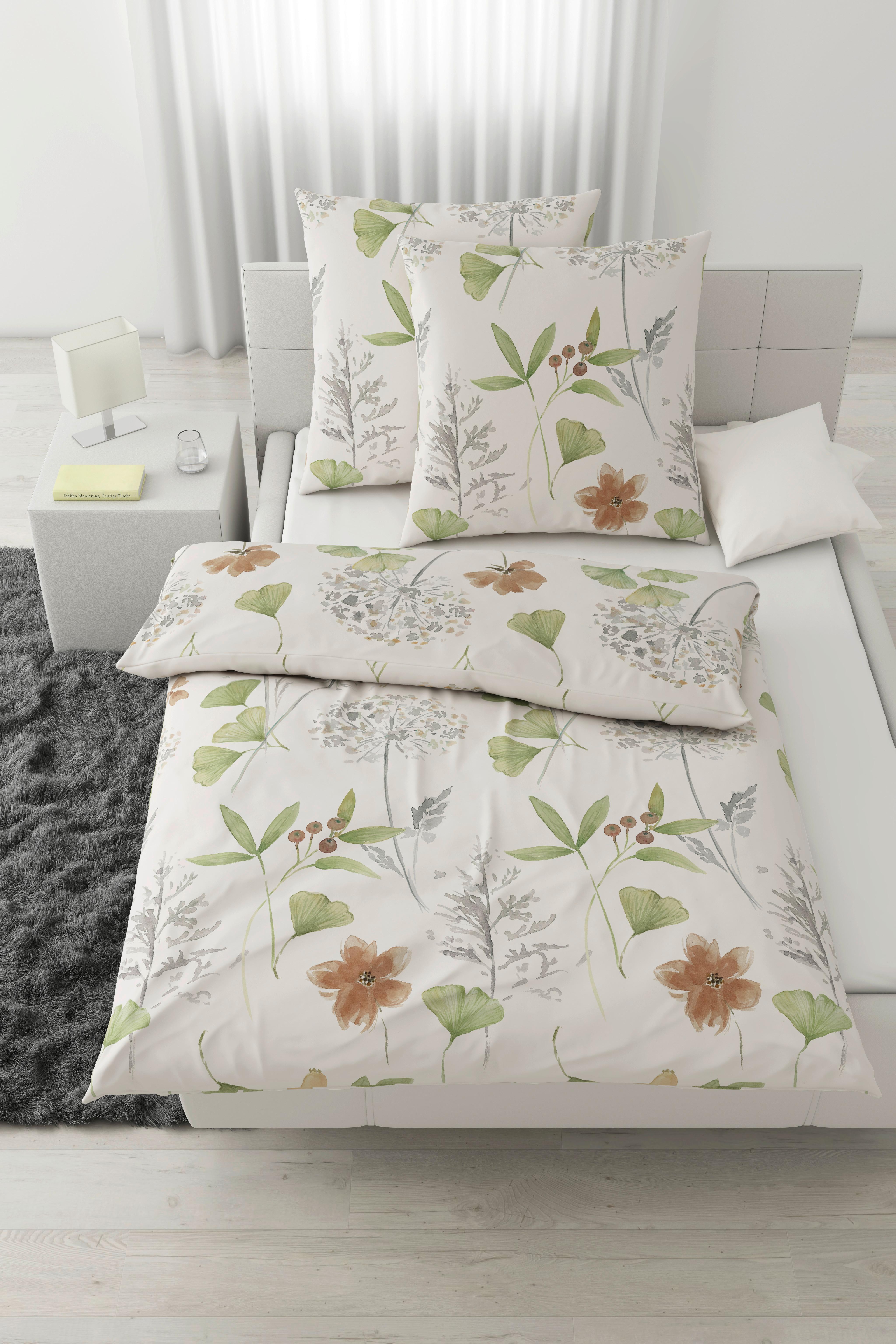 Bettwäsche Bilbai XXL Grün/Weiß ca. 200x200cm - Weiß/Grün, LIFESTYLE, Textil (200/200cm) - Modern Living