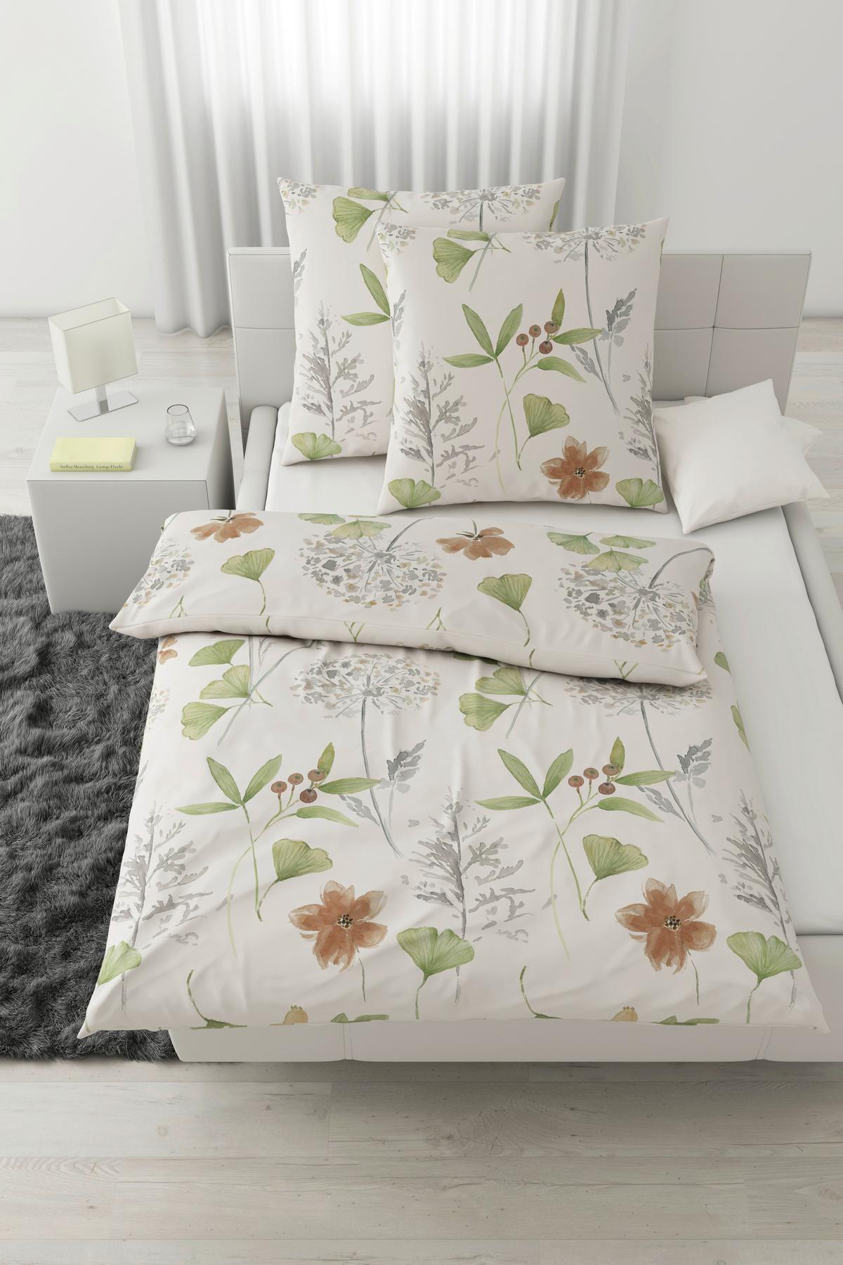 Bettwäsche Bilbai XXL Grün/Weiß ca. 200x200cm - Weiß/Grün, LIFESTYLE, Textil (200/200cm) - Modern Living