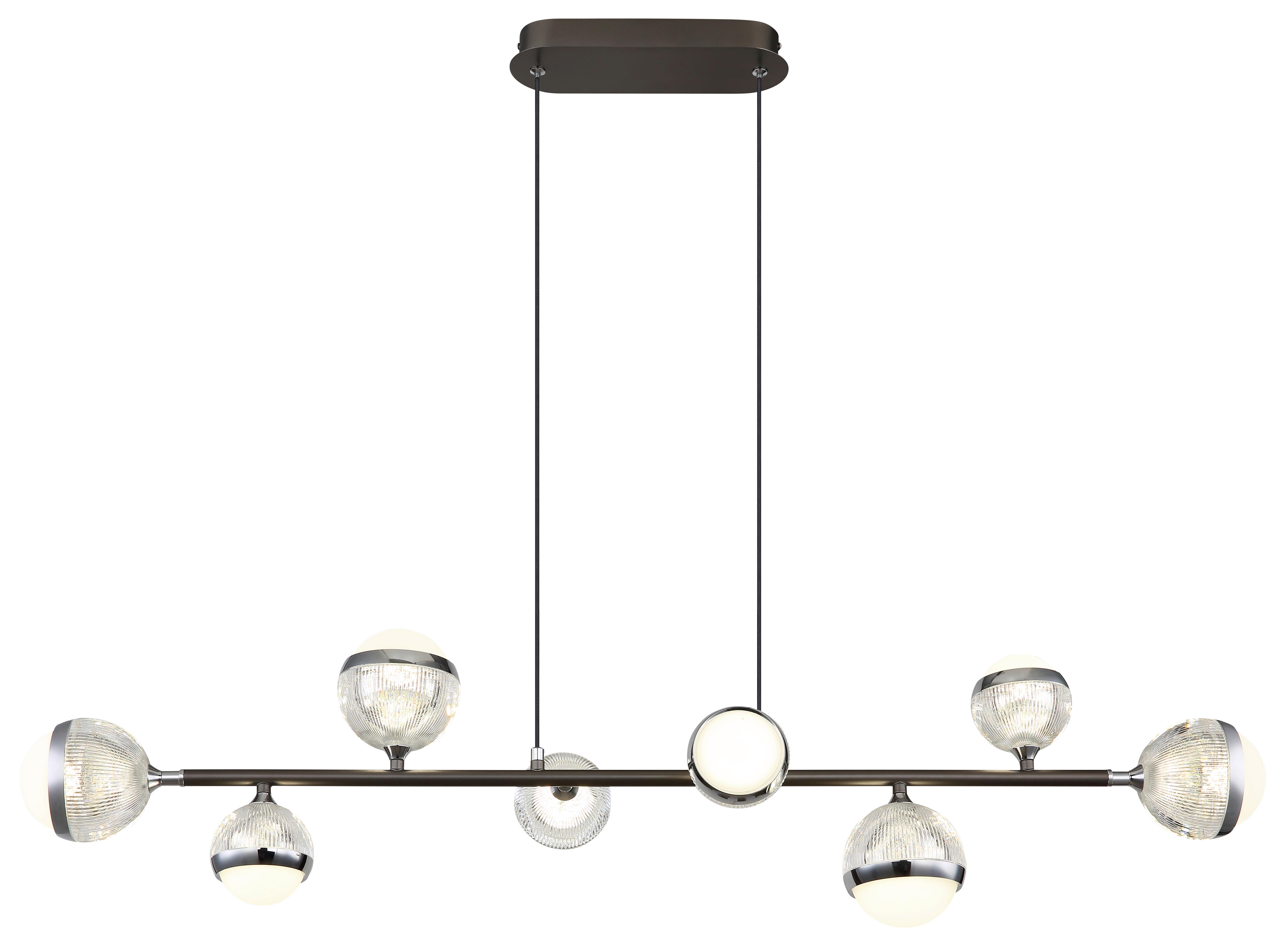 LED-Hängeleuchte Untsy Chrom-/Titanfarben max.56 Watt - Chromfarben/Klar, KONVENTIONELL, Kunststoff/Metall (109/24/120cm) - Globo