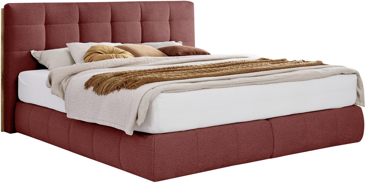 Boxspringbett Lavenito Rot ca. 200x200cm - Rot/Schwarz, KONVENTIONELL, Textil (200/200cm) - Premium Living