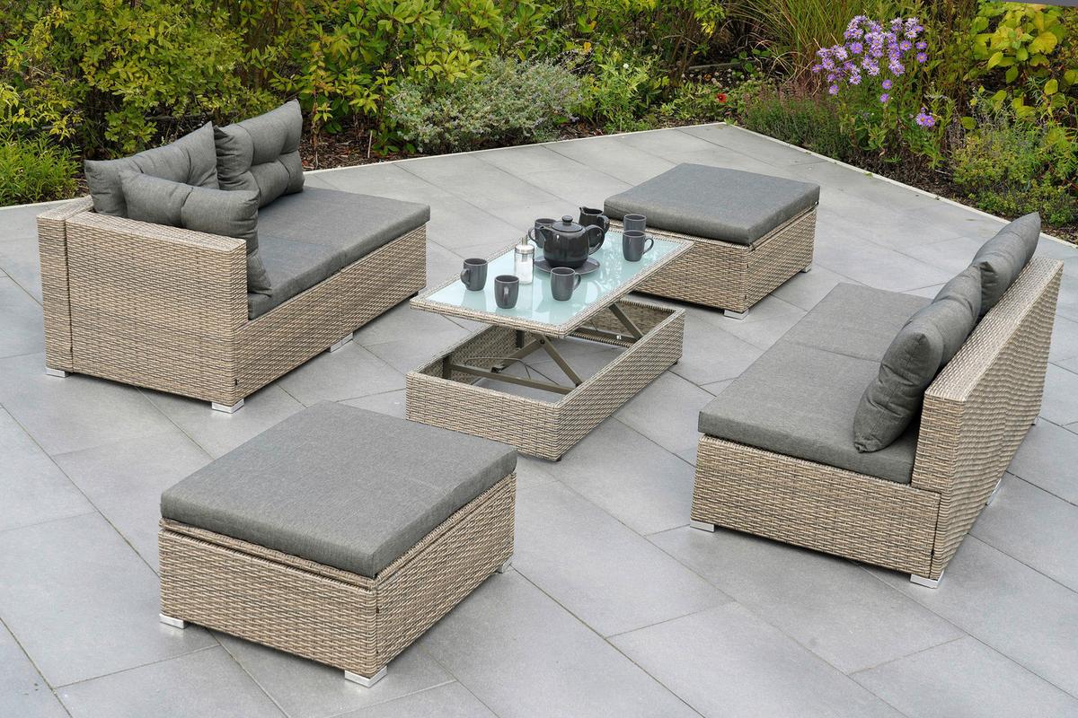 Lounge Garnitura Vilemanzano, Sestavljivo, Blazine - siva/naravne barve, Moderno, kovina/umetna masa - Gardenson