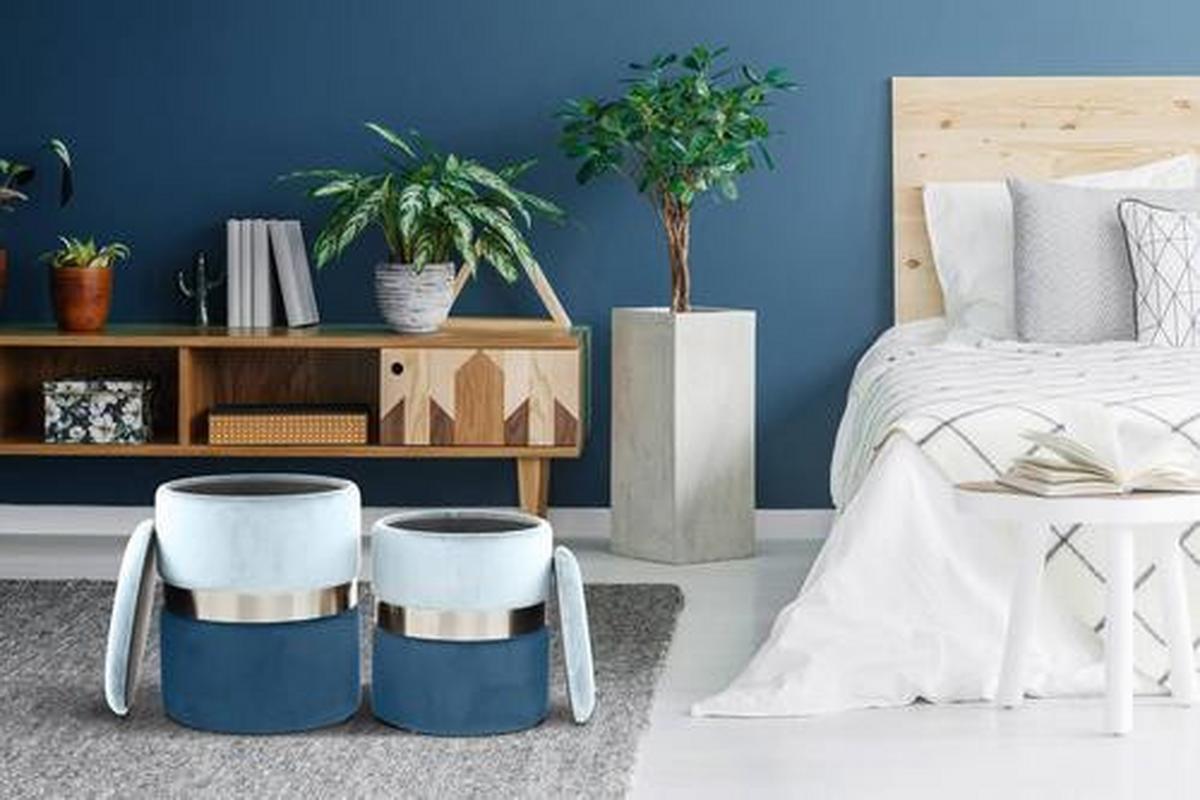 HOCKERSET KBIM1 - Blau/Hellblau, Basics, Kunststoff/Textil (31,5/36/38/44cm) - Kayoom