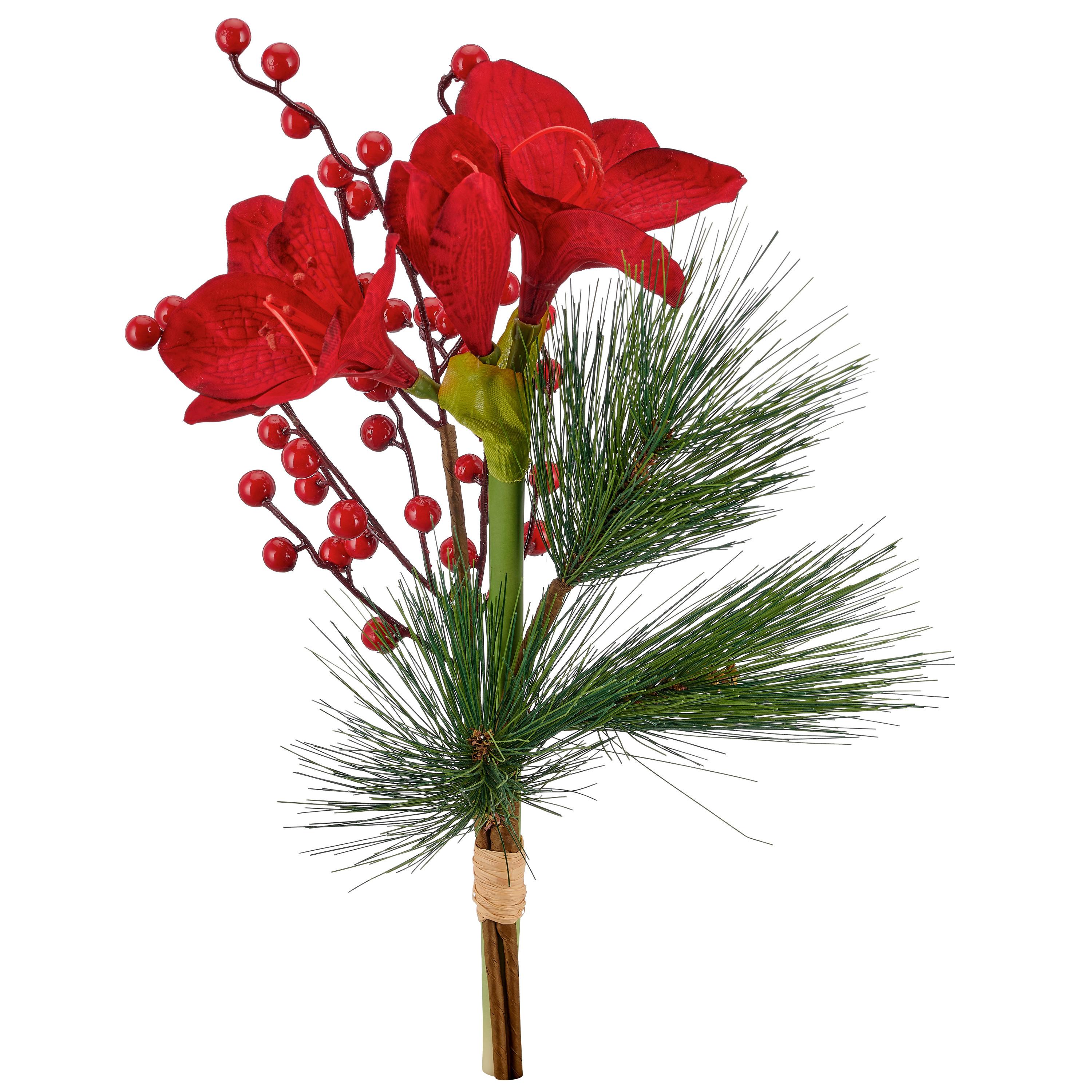 Kunstpflanze Amaryllis-Strauss Dunkelrot - Dunkelrot/Grün, Basics, Kunststoff (48cm) - Mömax