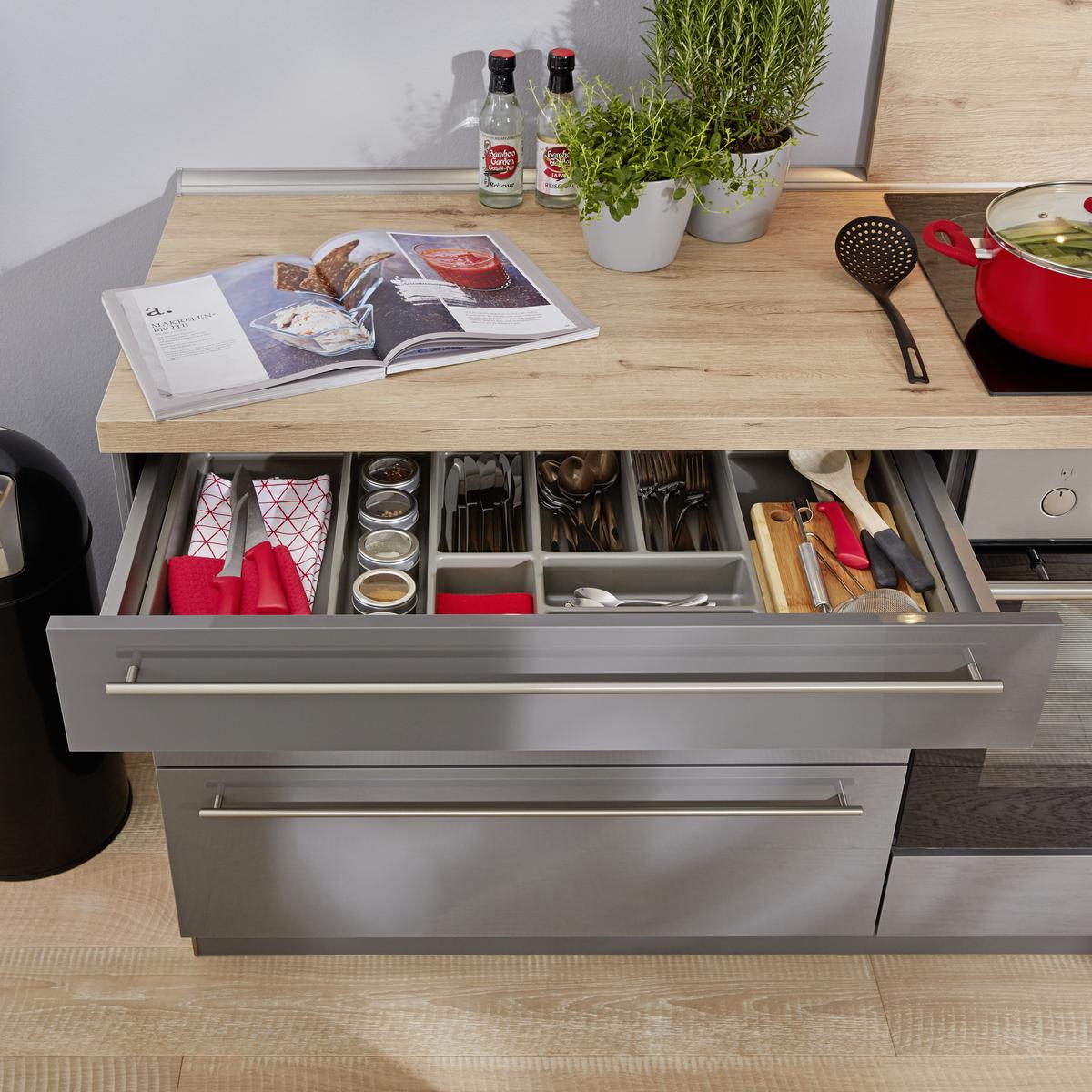Eckküche Nolte Lux Grau - Grau, KONVENTIONELL (235/305cm) - Nolte Küchen