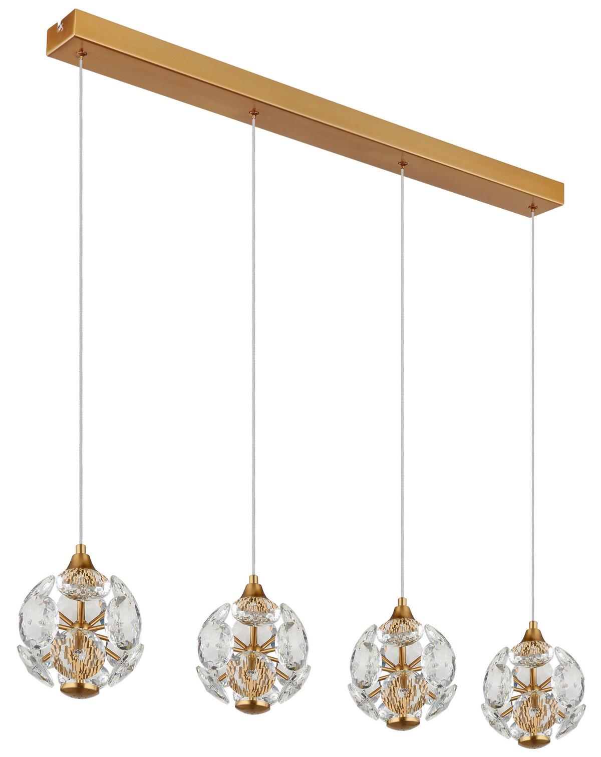 LED-HÄNGELEUCHTE 16047-4H VIRINA - Klar/Transparent, Konventionell, Glas/Kunststoff (93/15/150cm) - Globo