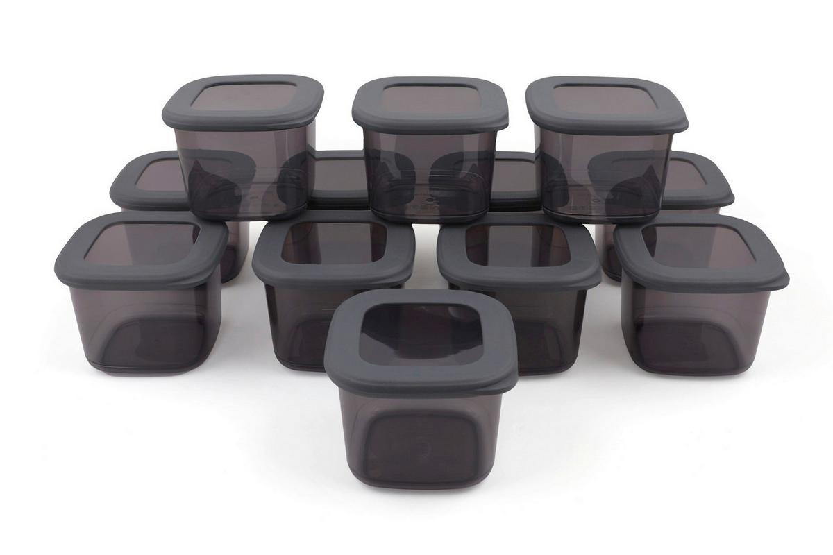 ZESTAW POJEMNIKÓW KUCHENNYCH FOLY - ANTHRACITE - antracytowy/przejrzysty, Basics, tworzywo sztuczne (10/10/9.5cm)