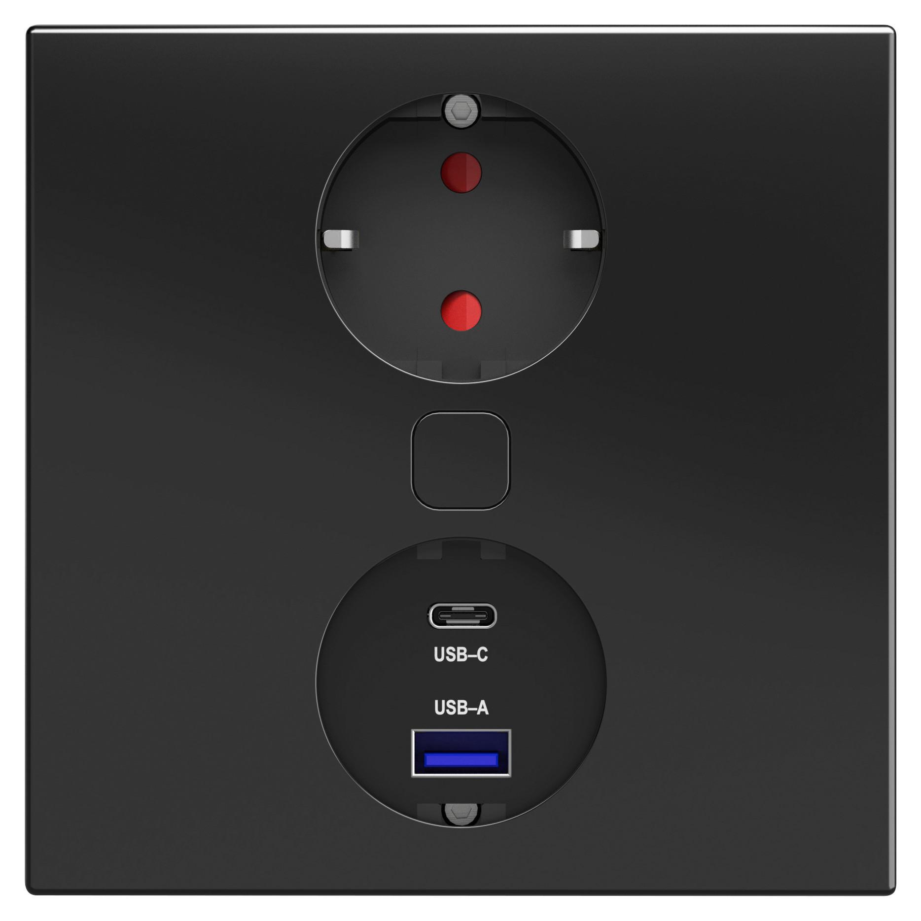 Steckdosenelement in Schwarz - Schwarz, Kunststoff/Metall (11,8/11,8cm) - Vogt