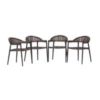 Gartensessel-Set 4-tlg. stapelbar Brooklyn Metall - Dunkelgrau/Graphitfarben, Basics, Kunststoff/Metall (56/58/78cm) - Gardenson