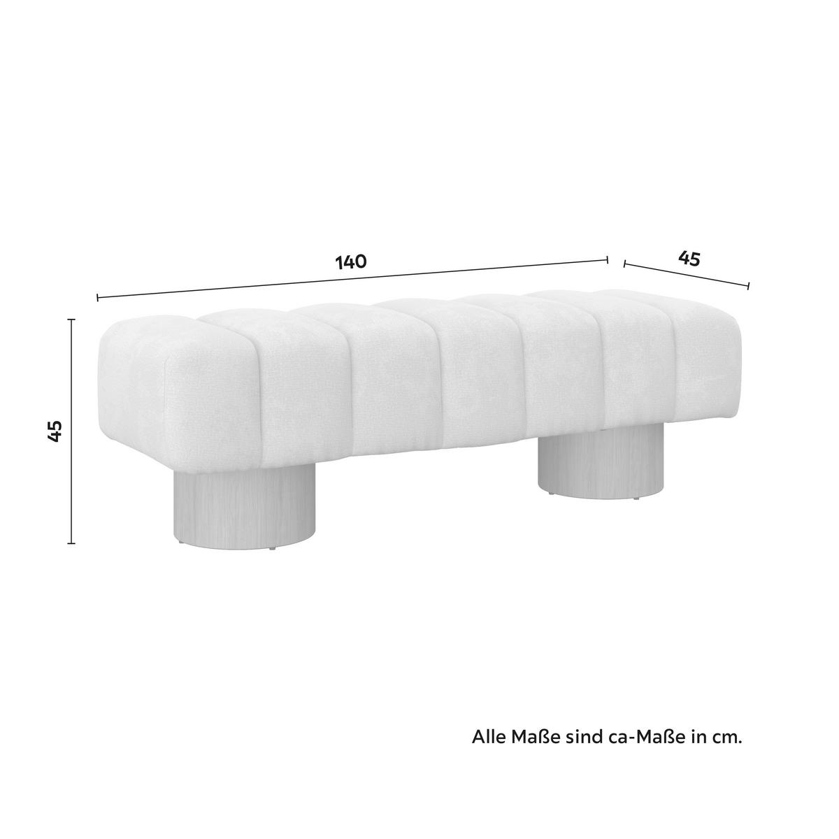 Sitzbank Alina Chenille Creme - Creme/Naturfarben, MODERN, Holz/Holzwerkstoff (140/45/45cm) - Bessagi Home