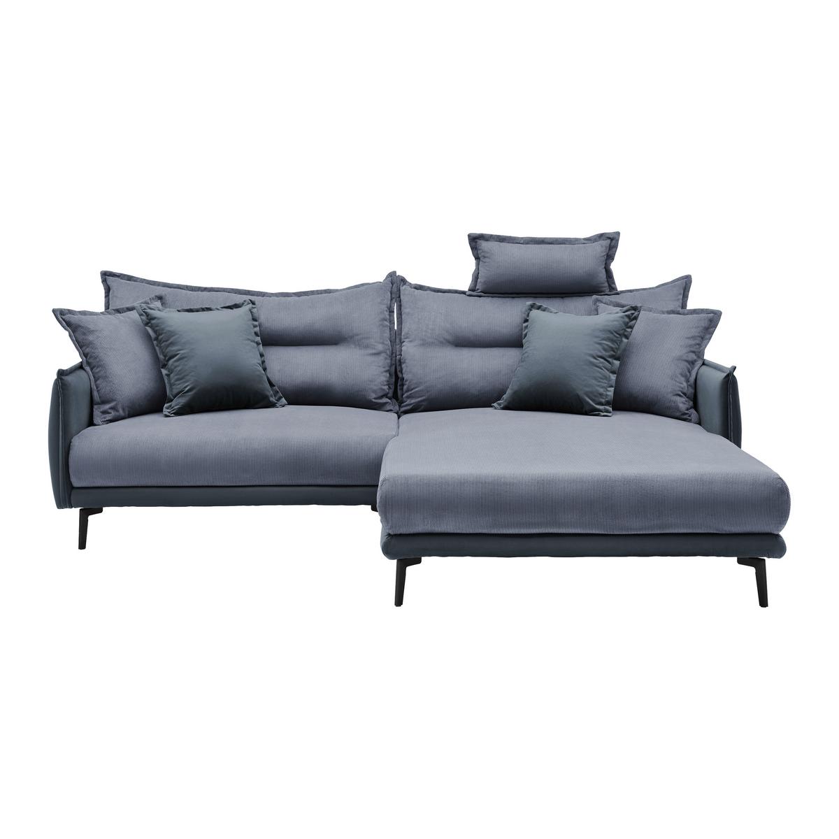 Ecksofa Nuovo Blaugrau - Blaugrau/Schwarz, MODERN, Textil/Metall (245/72-113/190cm) - Mömax