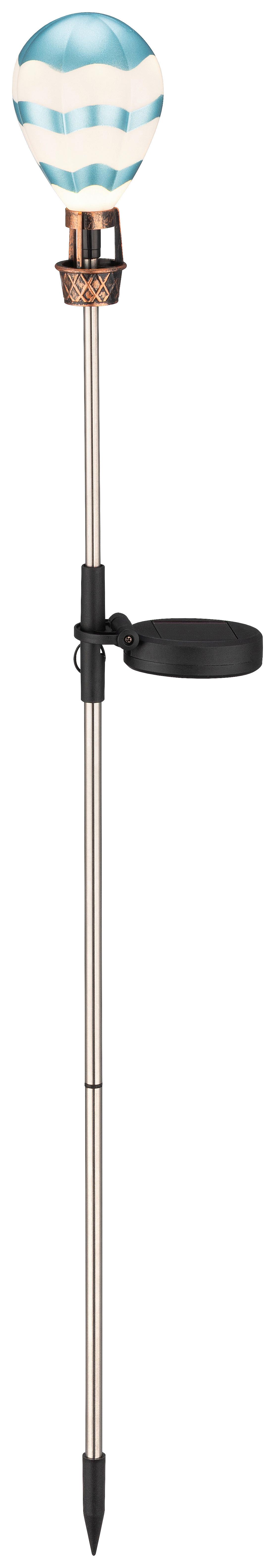 Solarleuchte Ballon Blau/Weiß max. 0,06 Watt - Blau/Weiß, ROMANTIK / LANDHAUS, Kunststoff/Metall (8/83,5cm) - Mömax